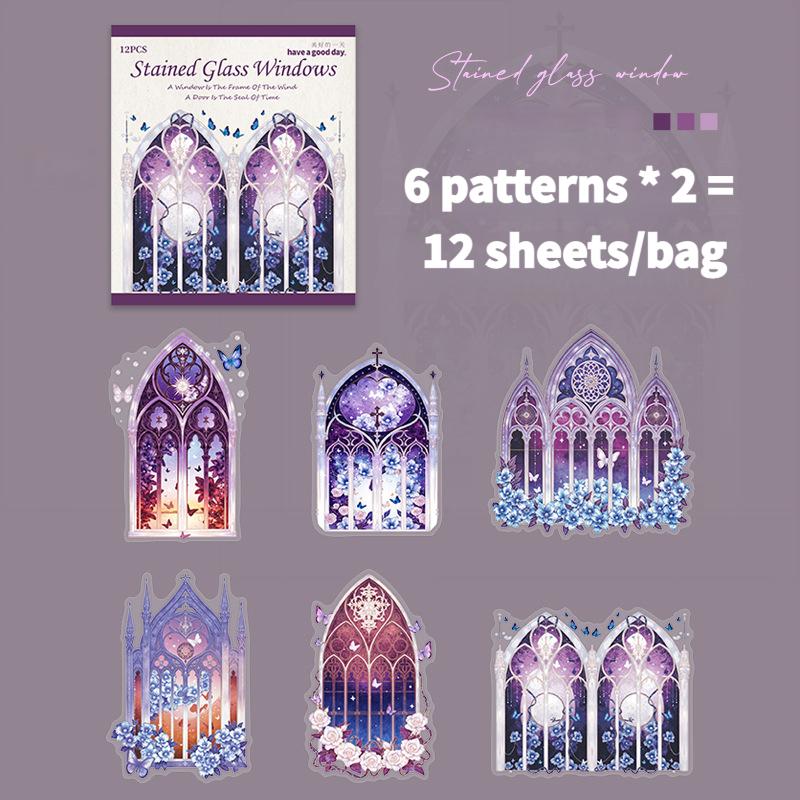 72 sheets/set, european window flower pet sticker, journal, scrapbook, notebook decor, self adhesive