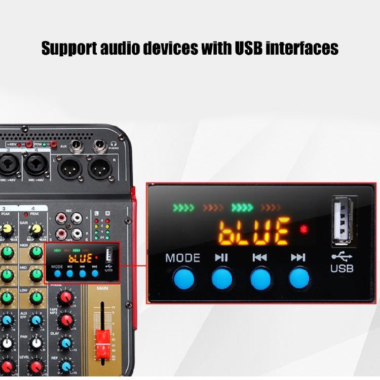 6Channel Audios Mixer USB Mixing Board With Wireless Streaming Audios Effect Basses/Trebles Controls For Podcast Setups