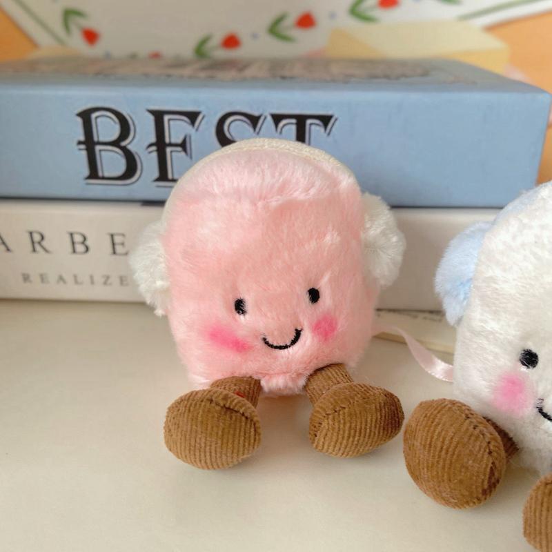 Kawaii Marshmallow Plush Earmuffs Pink White Doll Winter New Arrivals Toy Pillow Ornament Soft Gift For Kids Friend