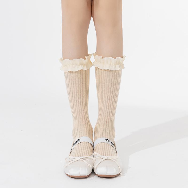 Женские весенне-летние тонкие кружевные бесшовные носки-пинетки 1 pair жёлтый