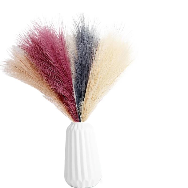 10PCS/42CM Single fork Simulation Reed DIY Flower Wall Vase Simulated Reed Pampas Grass Artificial Grass
