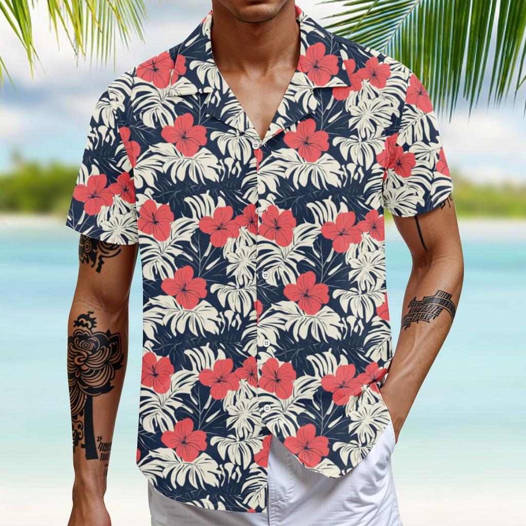 Hawaiian Shirt For Men, Men's Vintage Button Down Bowling Shirts Short Sleeve Summer Beach Shirt
