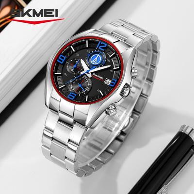 Quartz Watch Solid Steel Belt Men's Business Multifunction Watch Men's Fashion Waterproof Calendar Men's Watch