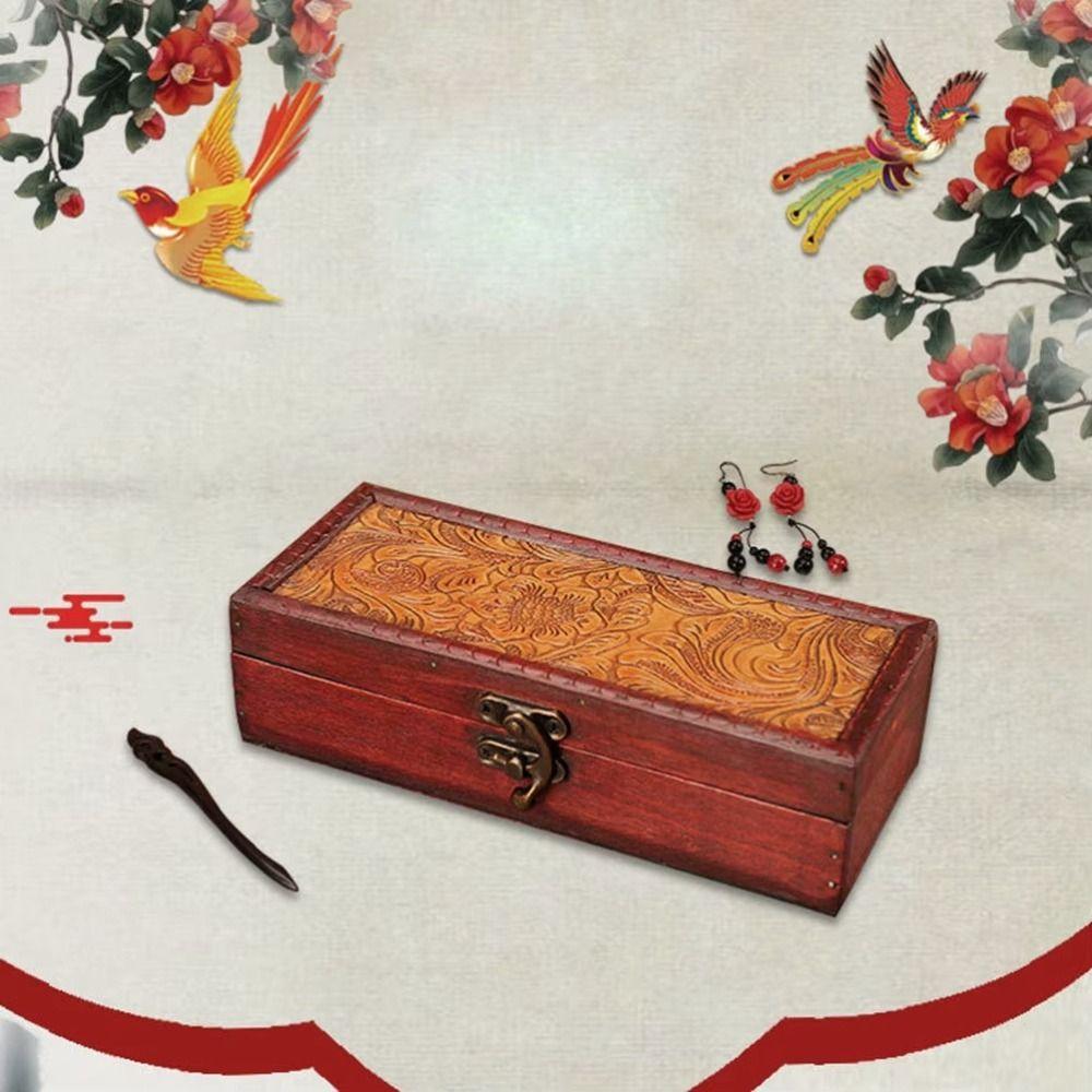 Desktop Holder Desktop Storage Box Wooden Jewelry Organizer Antique Pen Box  Miscellaneous Items