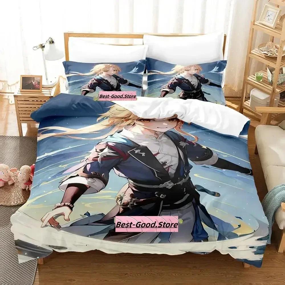 Kawaii Honkai Star Rail Bedding Set Printed Bed Set With Pillowcase Duvet Cover Single Double Queen King Size Adult Kid Bedroom