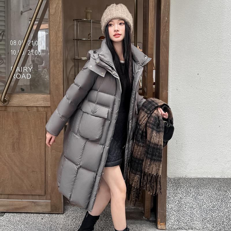 

Средняя и длинная пуховая хлопковая одежда для женской зимы, новая мода, карманы, утолщенные хлопковые куртки, легкие роскошные куртки с длинными рукавами L