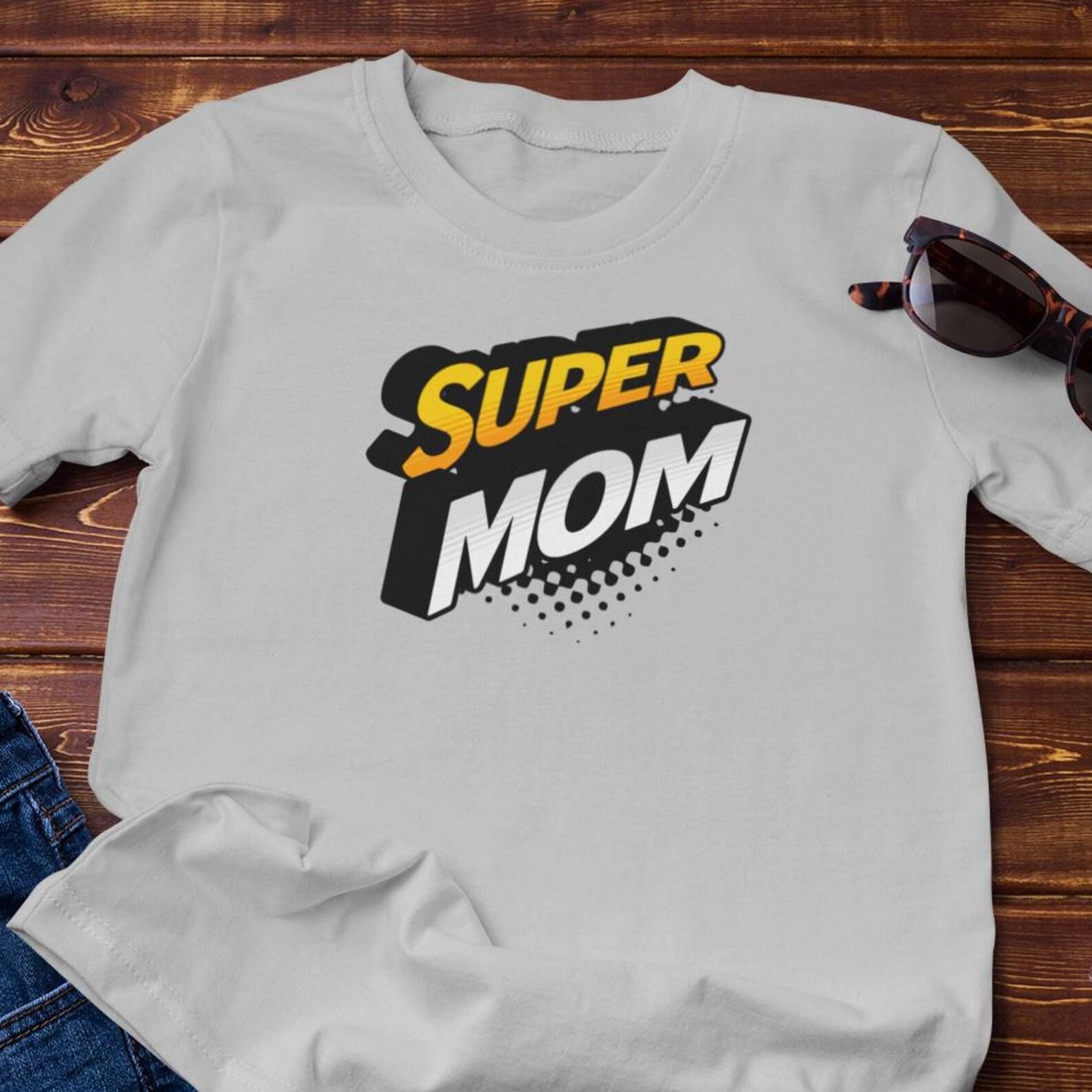 Mothers Day T-Shirt - Super Mom Typography | Cotton Tee 4XL
