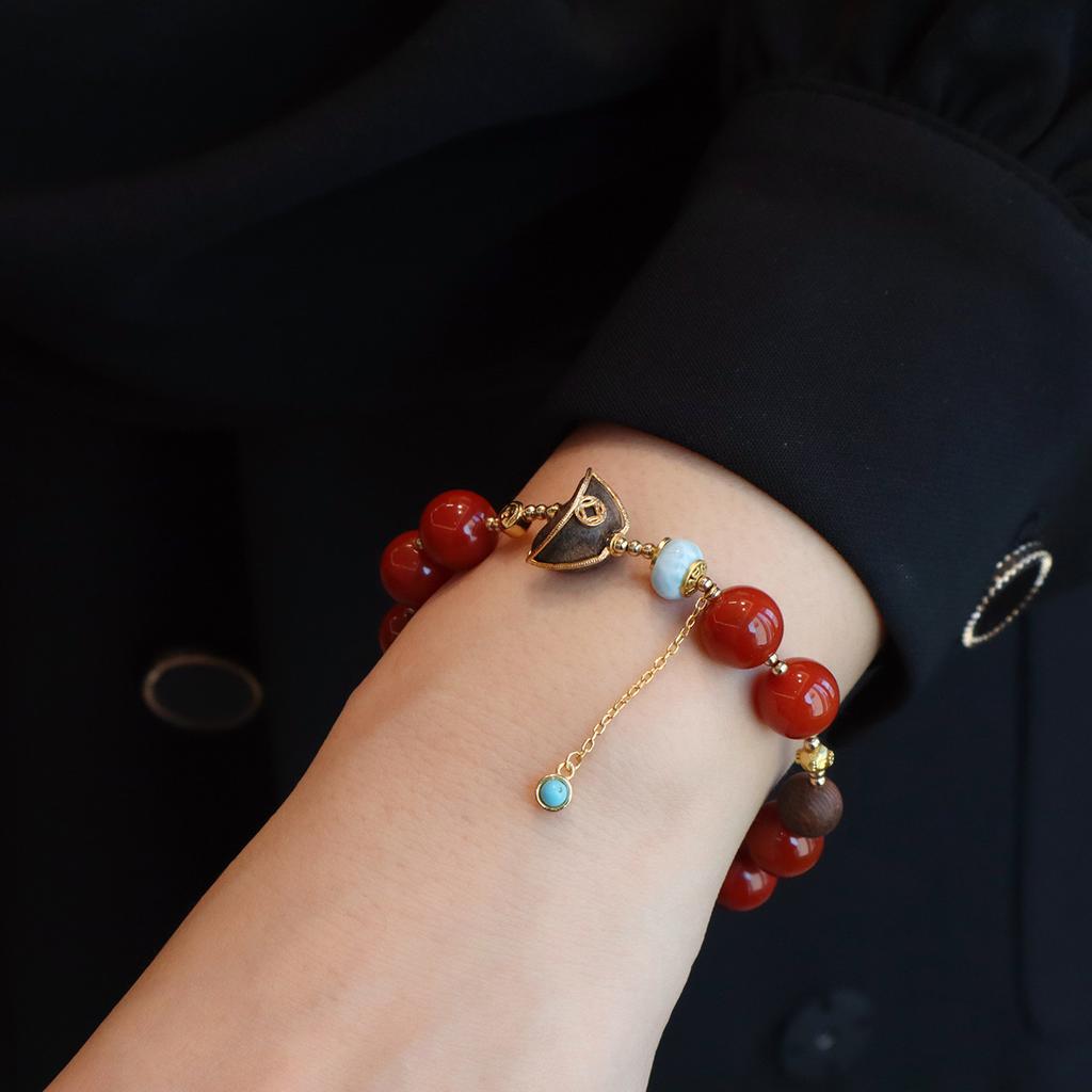 Original design natural Nanhong agate bracelet braceletfashion women daily jewelry gift