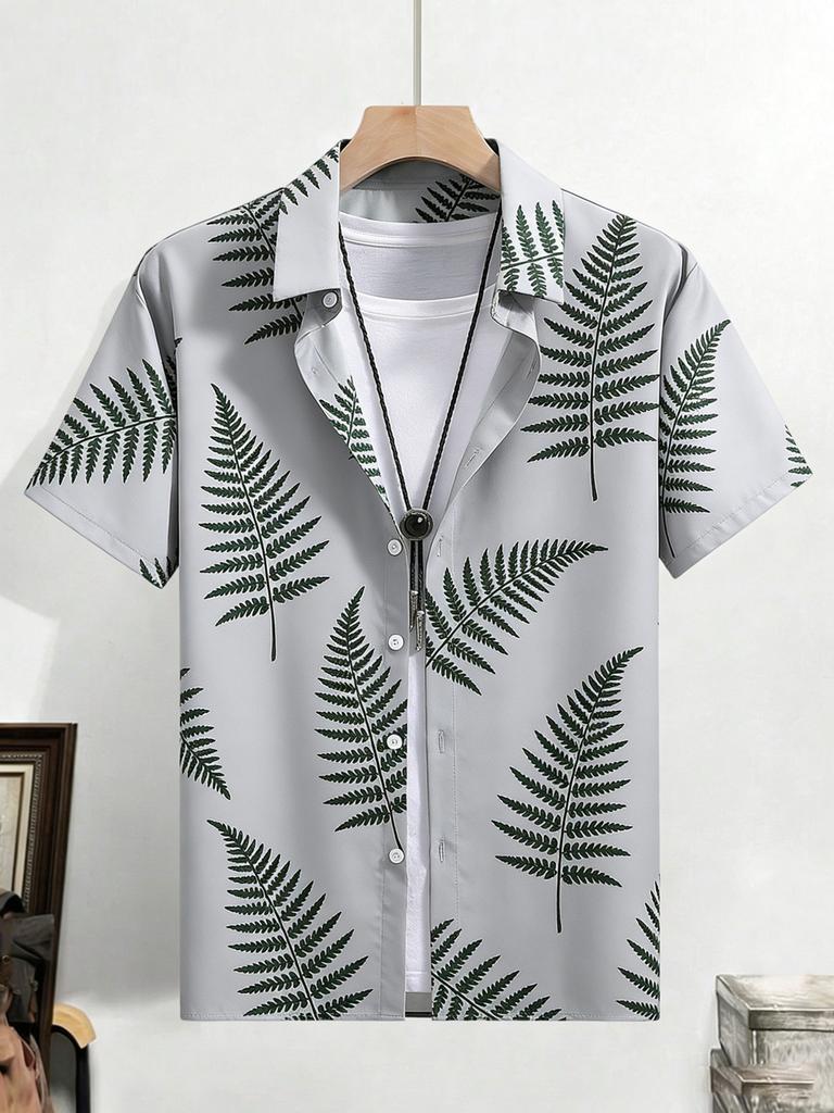 2026 Herrenmode Einfaches Kurzarmhemd Natürliche Pflanze Hochauflösend Bedrucktes Hemd Hawaiianisch Lässig Gesellschaftskleidung für Herren