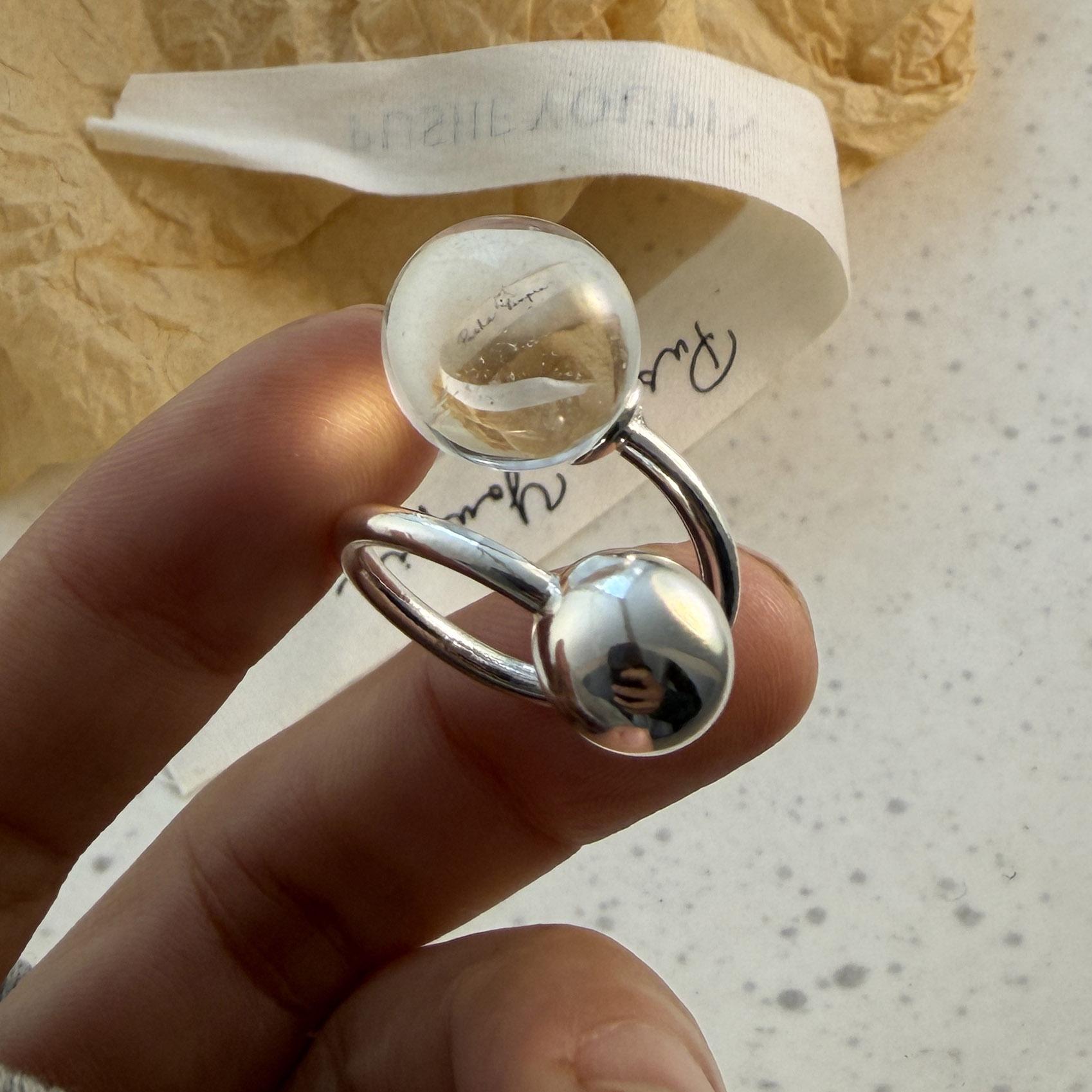 

925 Sterling Silver Rings for Women Couple Minimalist Handmade Simple Big Ball Ring Fine Jewelry Gift Prevent Allergy resizable