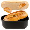 Large Bread Bin for Bread Rolls with Bamboo Board Kitchen