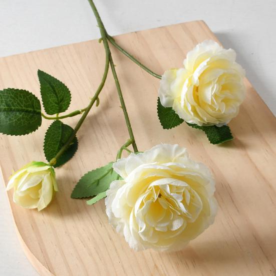 26" Artificial Peonies Flowers with Long Stems Faux Silk Peony Arrangement Bouquet with 2 Heads Full Blooms And 1 Bud for Wedding Centerpiece Party