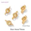 4/8/12Pcs 18K Gold Plated Mini Round Charms Connector For Jewelry,Connector For Bracelet,Inlaid Zircon Charms,DIY Accessories