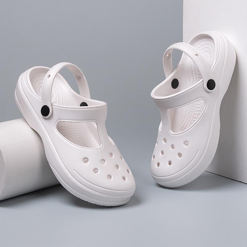 

Bebealy Модные шлепанцы на толстой подошве Женские Уличные износостойкие Повседневные сандалии Классическая обувь из ЭВА Водонепроницаемая пляжная обувь Женская 36-37