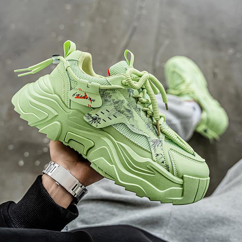 New Fashion Men 's Four Seasons Comfortable Thick Sole Shoes Students BoysTrending Soft Sole Breathable Casual Running Sneakers