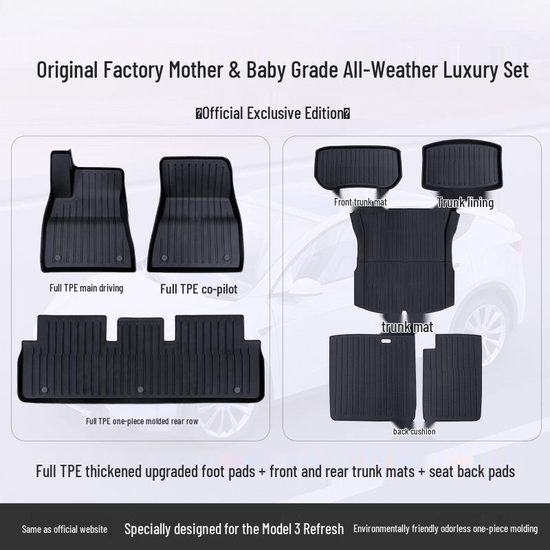 Tesla Model Y & 3 Custom TPE Floor Mats - Full Surround Car Carpets