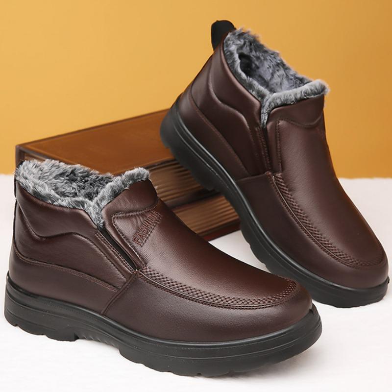 Snow Boots Men Winter Plush Warm Shoes Waterproof Non-slip Casual Shoes for Men Comfortable Flat Cotton Boot Zapatos Para Hombre