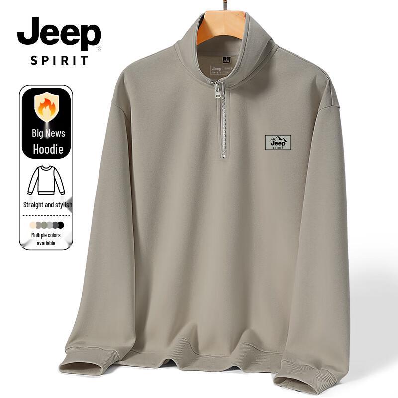 JEEP SPIRIT Men s Stand Collar Half-Zip Sweatshirt L