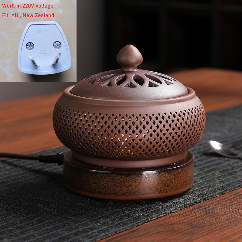 

Purple Sand Timed Sandalwood Electronic Incense Burner Set 110V/220V OUD Essential Oil Night Light Stove for Home Decor