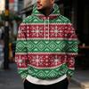 Men's Casual Loose Fit Hooded Sweatshirt with Christmas Print and Large Pockets