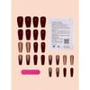 Square Press On Nails Set Elegant Burgundy Glitter Fake Nails Fashion Gold Loose Powder Fake Nails Full Coverage Fake Nail Tips for Women