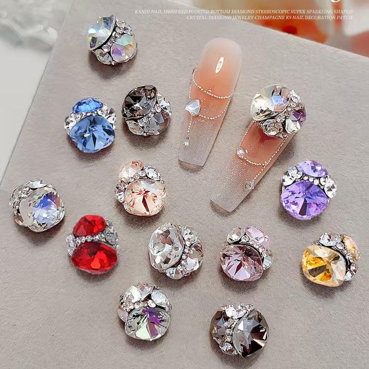 Luxury Square Manicure Accessories with Handmade Stacked Rhinestones - Super Shiny Crystal Nail Art