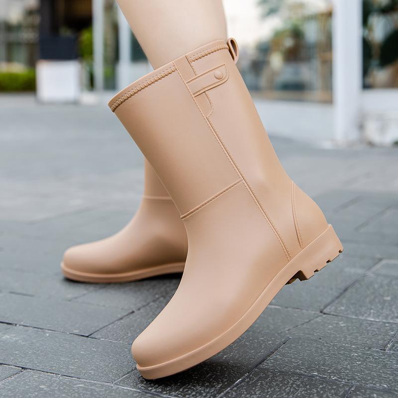 Wasserdichte Rutschfeste Damen-Regenstiefel mit dicker Sohle und Kordelzug