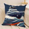 Classic Ships Cushion Cover Soft Plush Fabric Double-Sided Printed Cushion Covers for All Seasons Home Decor