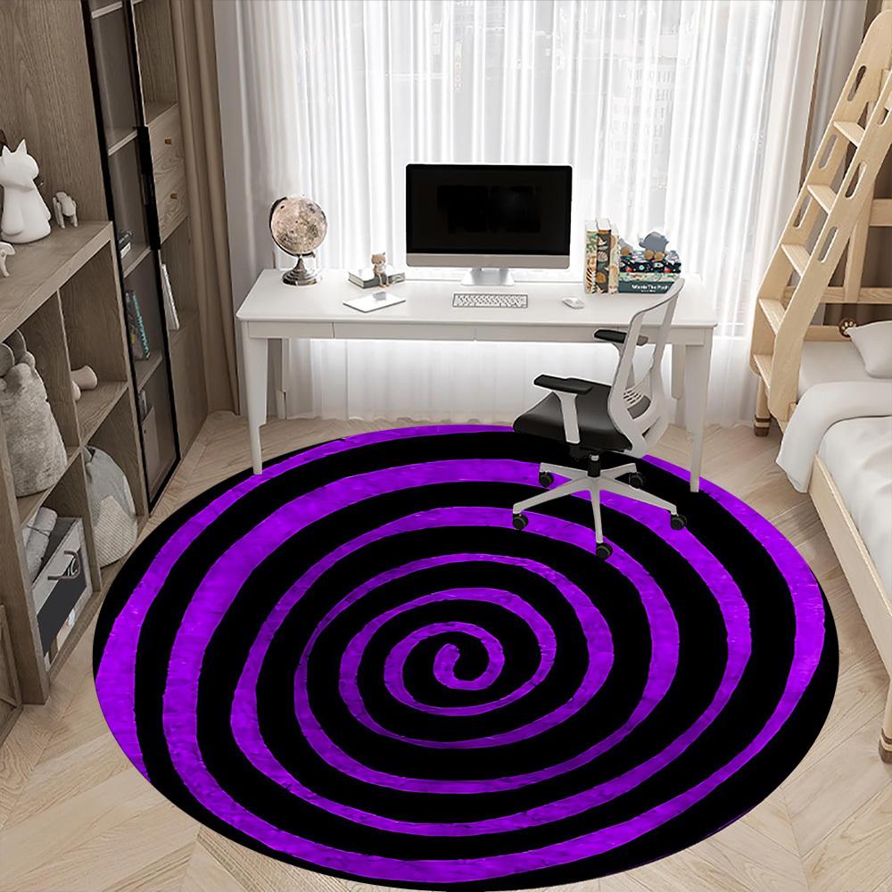 1pc Spiral Pattern Office Round Area Rug,  Mat Suitable ForOffice, Under Office Chairs Bedroom Living Room Home Decor, Room Deco