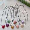 Colorful Resin Love Heart Necklace Stylish Love Heart Necklace Adornment Personalized Heart Pendant Neckchain Charm