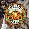 Vintage Autumn Tin Metal Wall Art Decor 8x8 Inch Round Bar Cafe Home