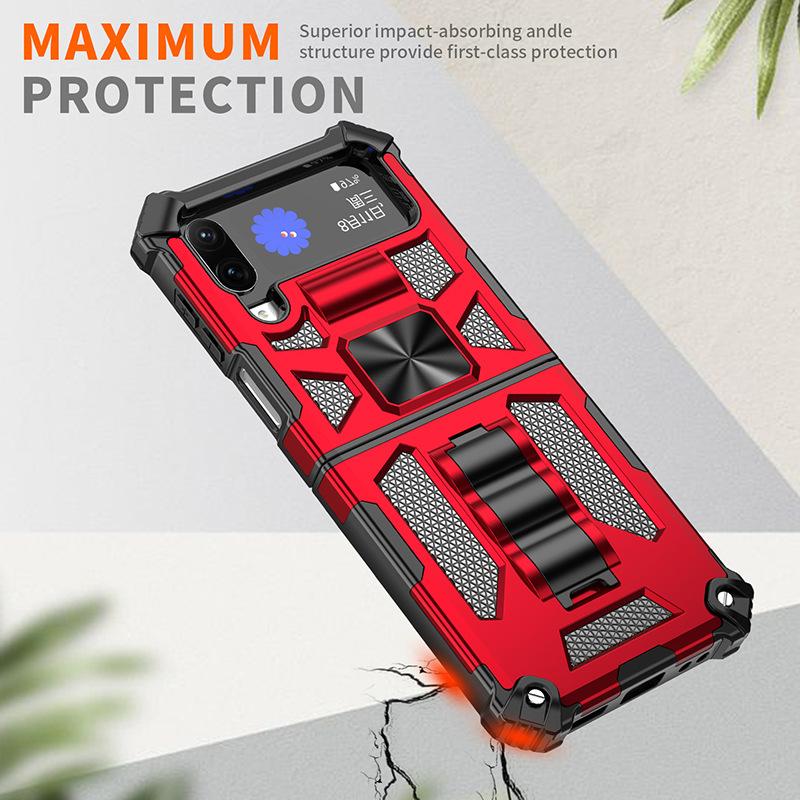 European and American fashion new models are suitable for Samsung zflip4 bracket mobile phone case Bayi armor anti-drop car magnetic case
