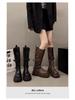 Small Over-the-Knee Height-Increasing Retro Boots with Buckle, Versatile for Autumn, In Stock