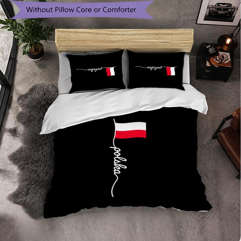 Polen 3-teiliges Bettwäsche-Set Weiches Bettbezug-Set mit Kissenbezügen Bedrucktes Schlafzimmer-Deko-Set für Zuhause
