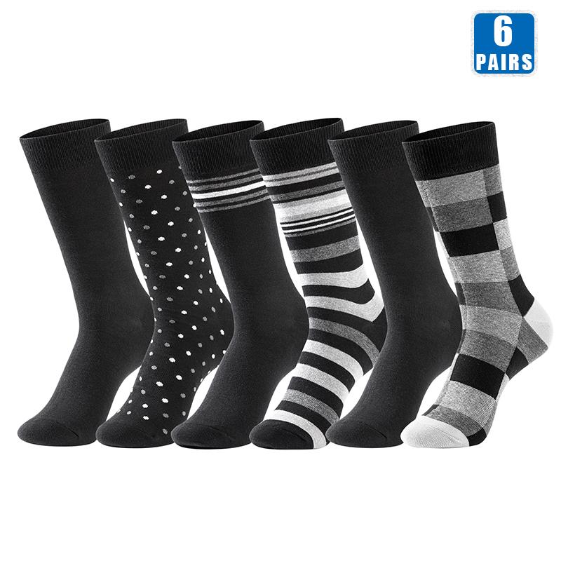 6 Pairs High Quality Business Men Socks Cotton Casual Soft Compression Fashion Design Brand Male's Black Plus Size Dress Sock