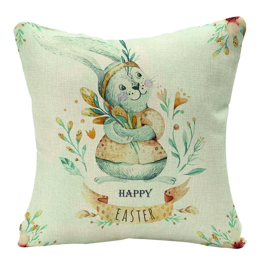 New Easter Bunny Linen Pillow Cover Home Sofa Pillow Cushion Cover