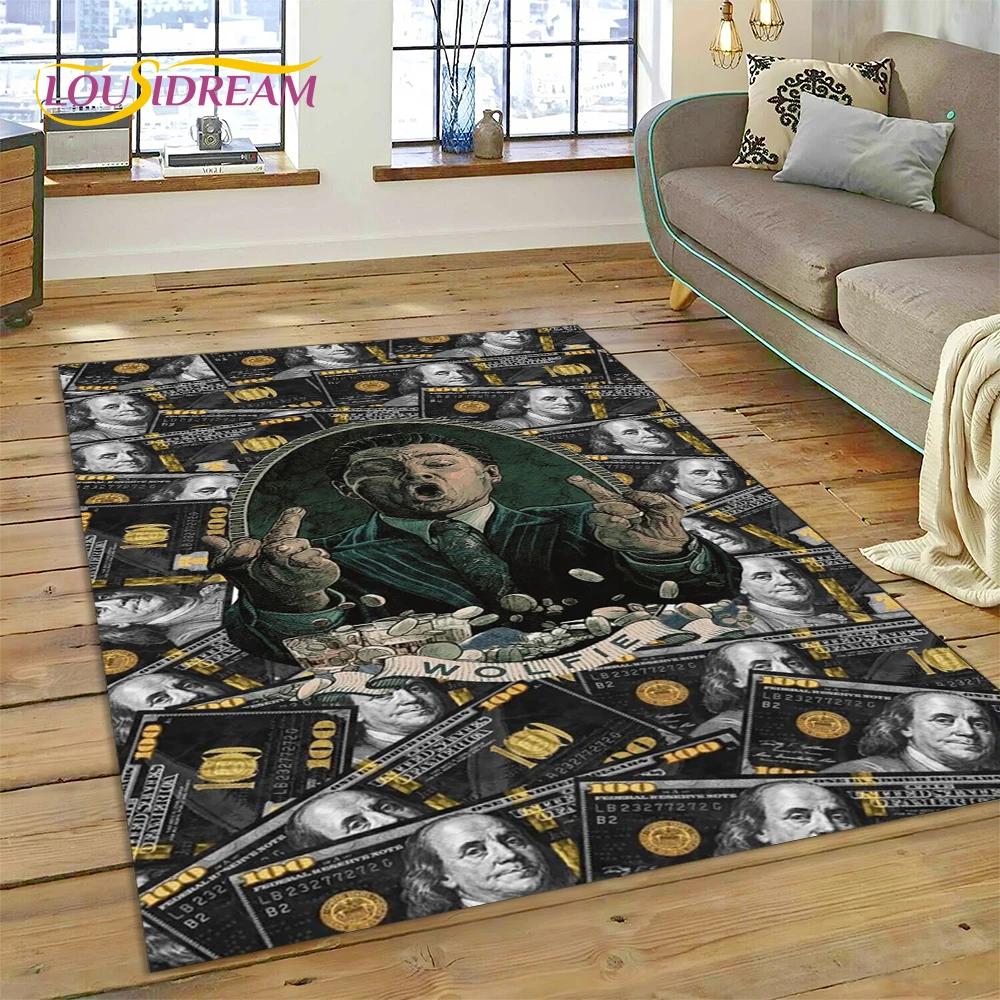 דולר אירו פאונד כסף עשיר שטיח אזור מצויר, שטיח שטיח לסלון ביתי חדר שינה ספה קישוט שטיחון כניסה, שטיח רצפה מונע החלקה לילדים