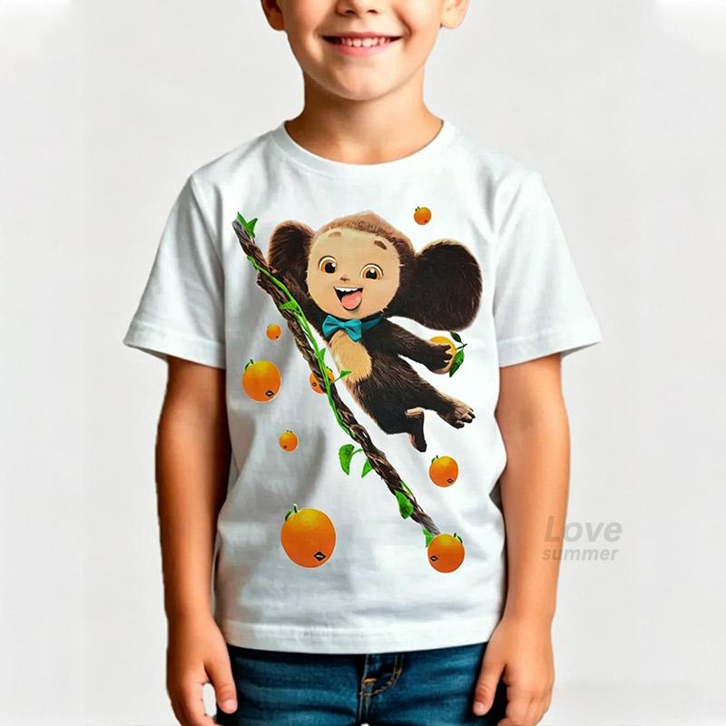 Cheburashka kids t-shirts Girls boys Cartoon boys girls teen summer kids t shirt children short sleeves
