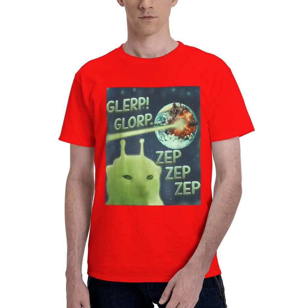 Funny Alien Brainrot Cat Meme Gift T-Shirt Summer Cotton Men's Women Top Tee Short Sleeve Clothing Streetwear Loose Casual Trend