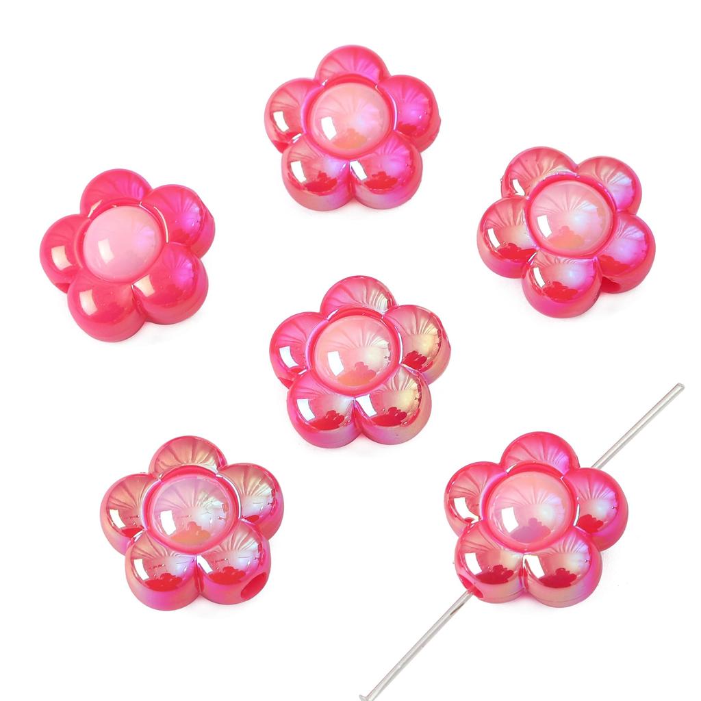 16mm 4pcs Acrylic Magic Platting Color Sunflower Beads For Jewelry Making DIY Creative Decoration