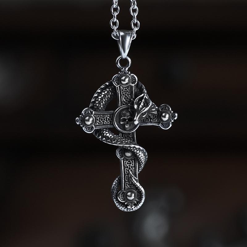 Vintage Punk Totenkopf Halskette für Männer Frauen 316L Edelstahl Halsketten Herrenkette Mode Männlicher Kuss Schmuck OSDZ201