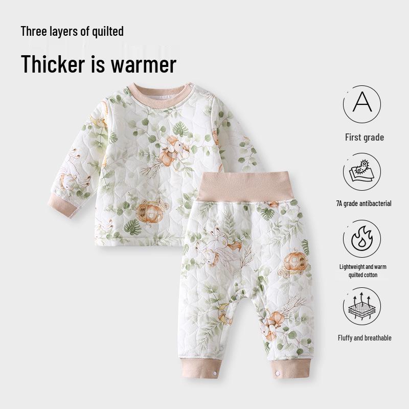 Infant & Toddler High-Waist Quilted Cotton Underwear Set - Unisex Autumn Warmth