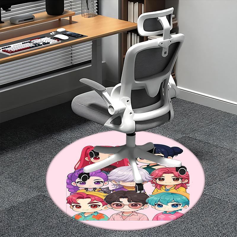

Kpop Girls Chair mat Round Rug-Office carpet, Machine Washable, Non-slip, Suitable for Living Rooms, Bedrooms 80cm