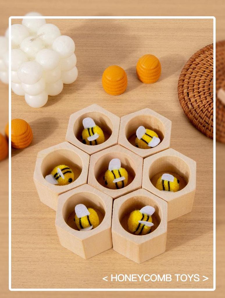 Montessori Wooden Bee Honeycomb Toy for Fine Motor Skills, Ages 3+
