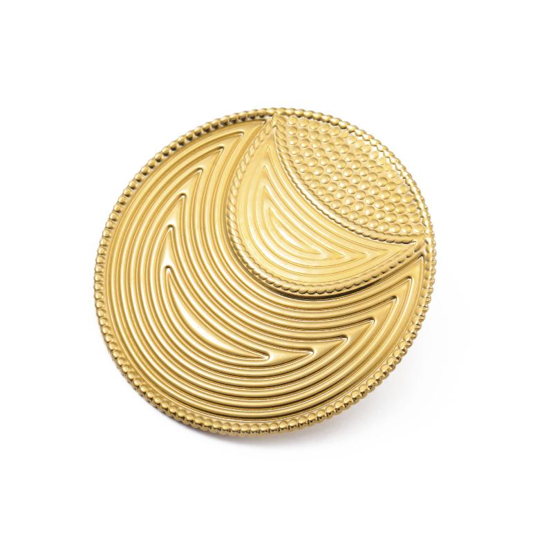 Womens Jewelry Four Petal Flower Brooch French Style Stainless Steel Gold Color Trendy Pin for Wedding Office Gift