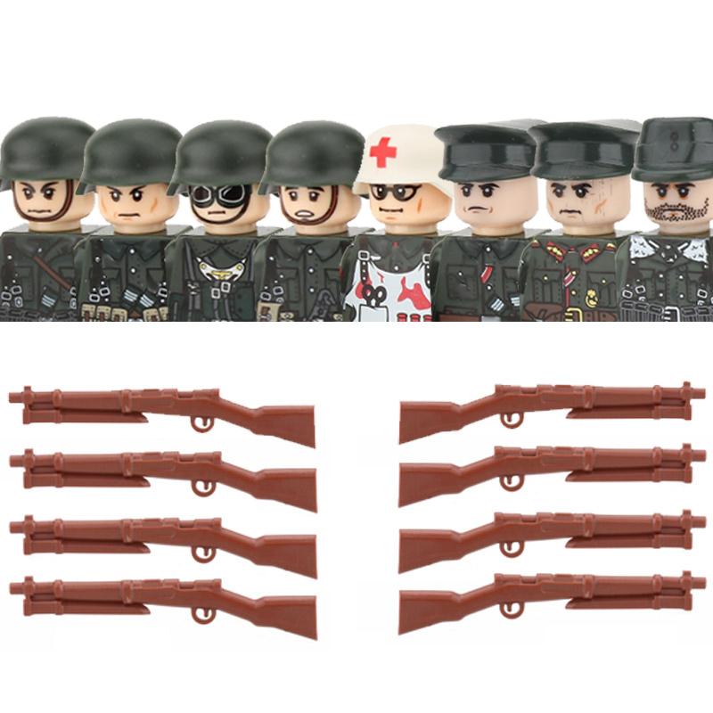 Non-Toxic Military Army Soldier Figures Building Blocks Ww2 German Medical Corps Zombie Infantry Weapons Helmet Mini Bricks Kids Toys