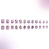24 Pieces Press On Nail Short Square False Nail Purple Floral French Tips Full Cover Manicure Designs for Women