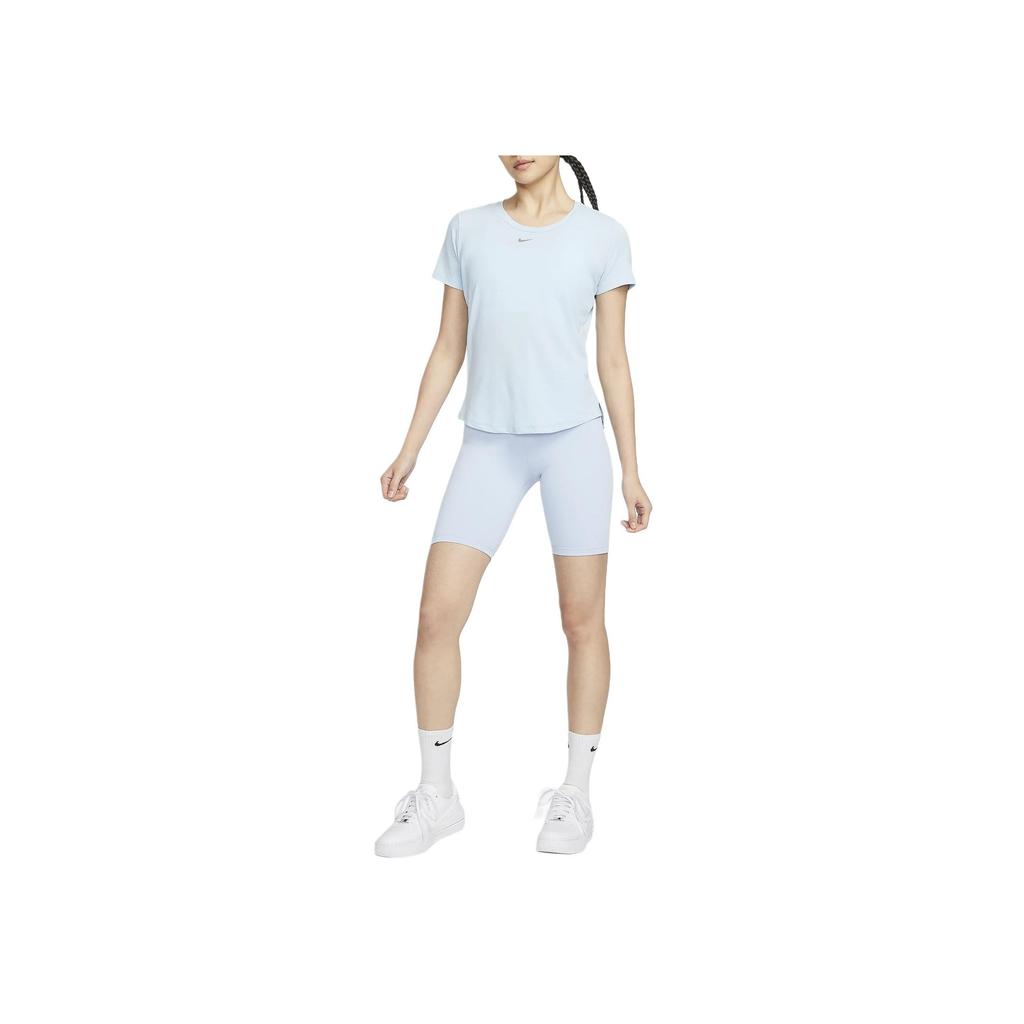 Nike One Solid High-Waisted Casual Bike Shorts Women Shorts Light-Blue FN3207-440