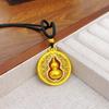 Rotatable 3D Diamond Flower Gourd Pendant Necklace for Couples: Ancient Gold Sand Chinese Fu Lu Design.