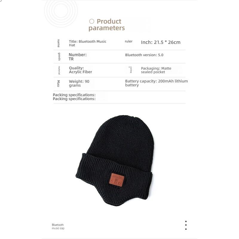 Wireless Bluetooth 5.4 Music Beanie Hat with Reflective Stripe, Waterproof Noise Reduction Stereo Headphones for Outdoor Sports